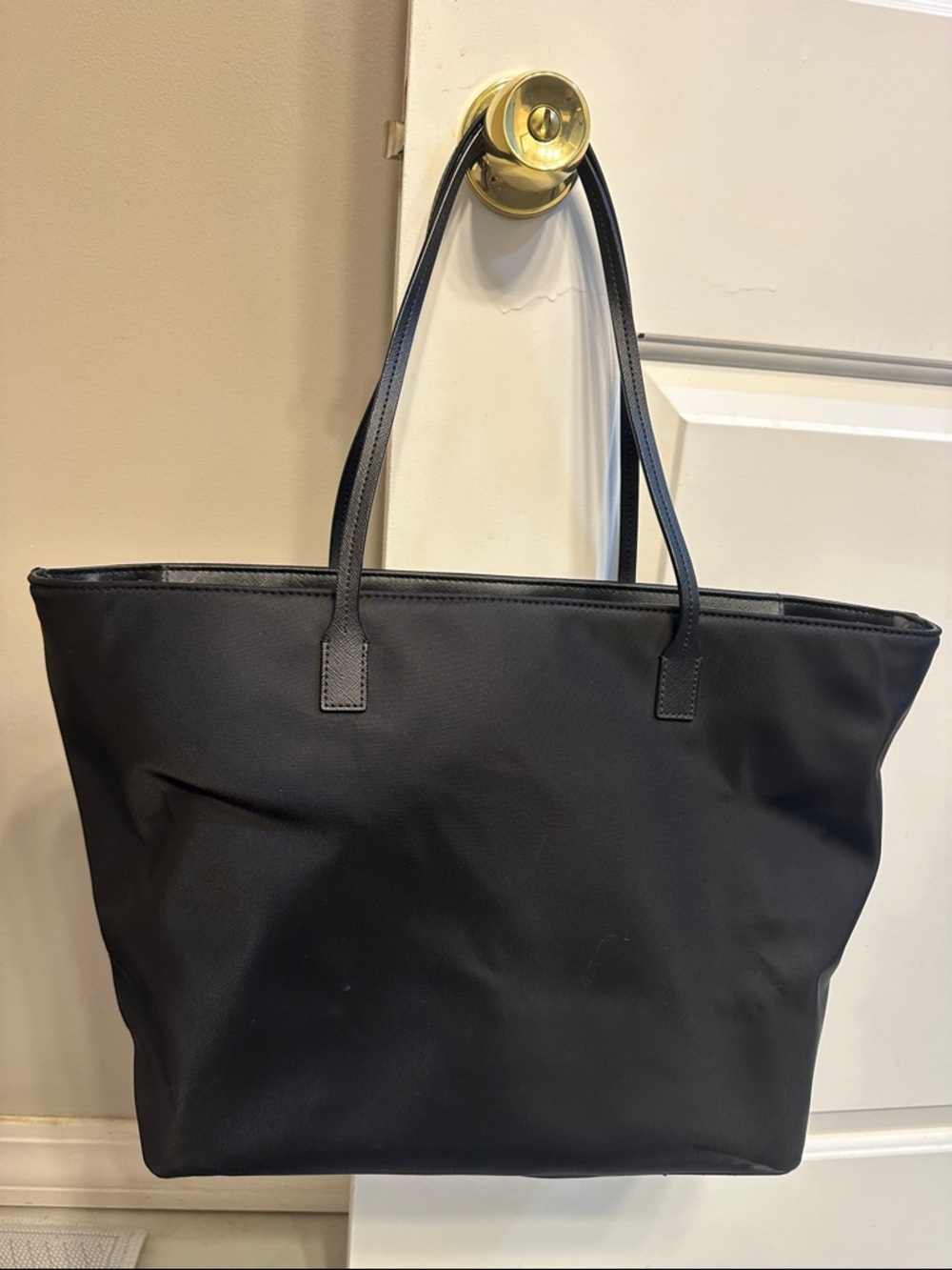 kate spade black nylon tote with gold logo plaque - Picture 5 of 6